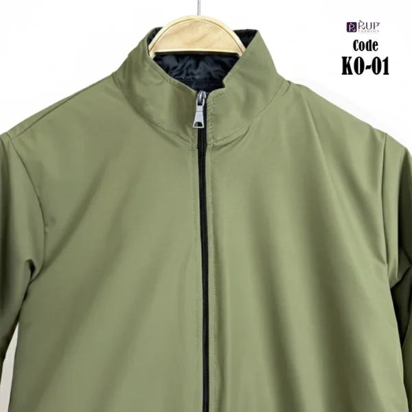 Men’s Kuasha Fabric premium winter jacket in olive color, 300 GSM with zip pockets