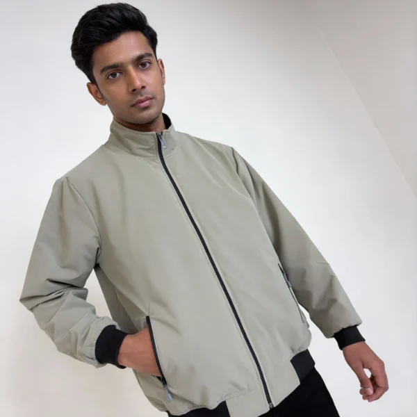 Men’s Kuasha Fabric Premium Winter Jacket in Beige, 300 GSM, with zip pockets