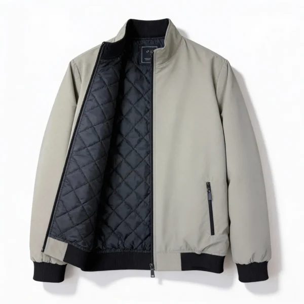 Beige winter jacket for men, premium stitching, 300 GSM fabric